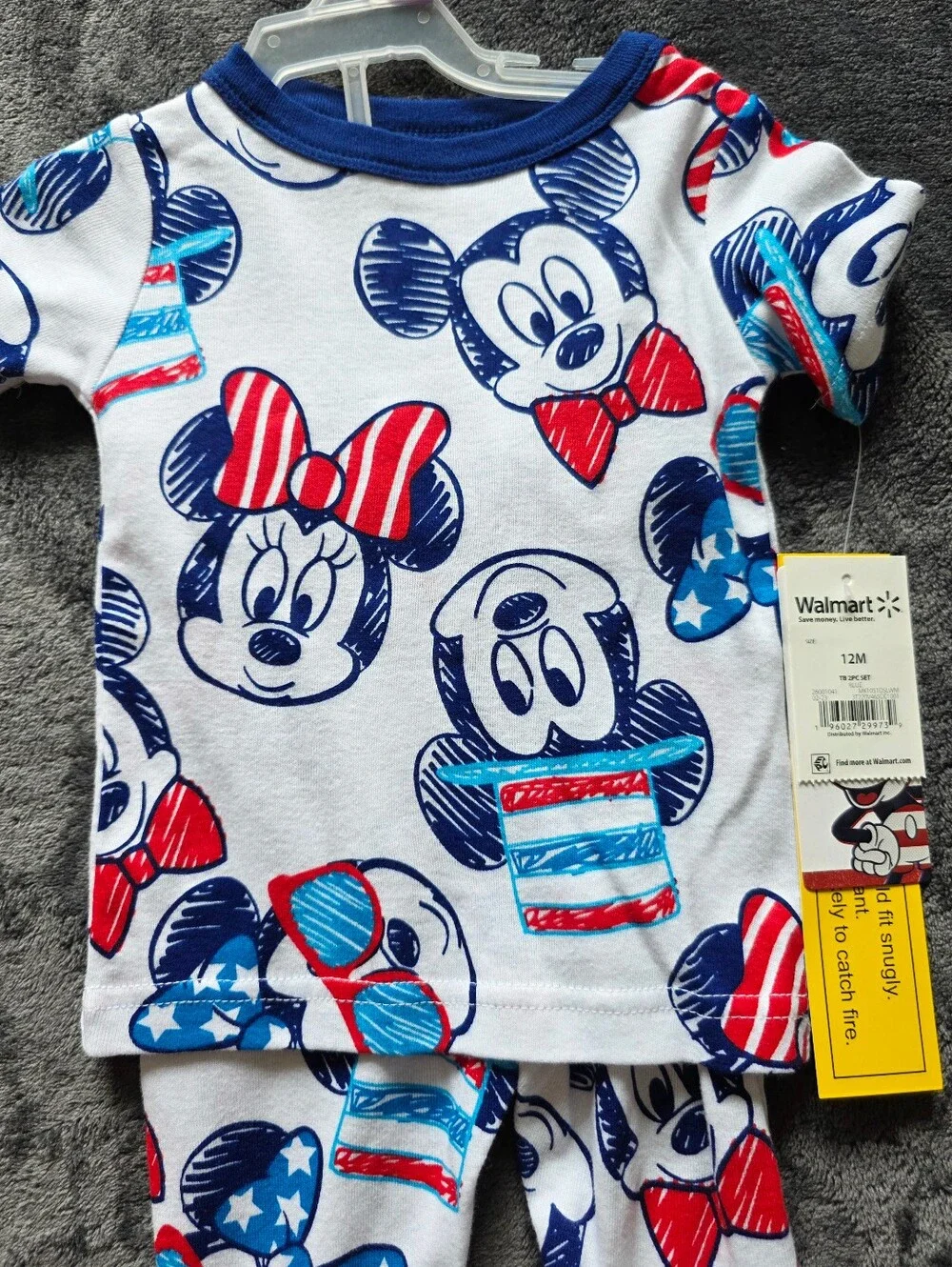 Baby boy / girl summer pajama bundle Disney Mickey & Minnie Mouse, Size 12 m